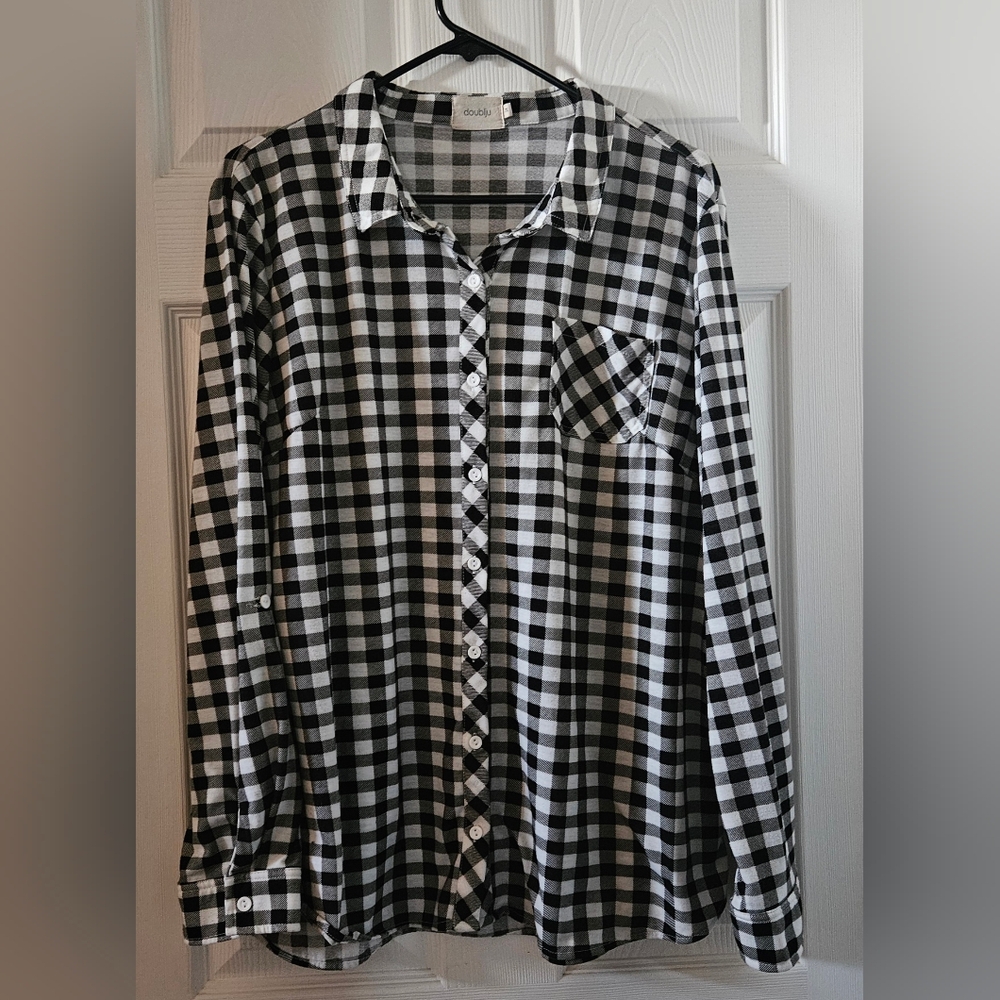Doublju Checkered Flannel Top